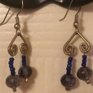 Twisted Wire & Bead Dangling Earrings